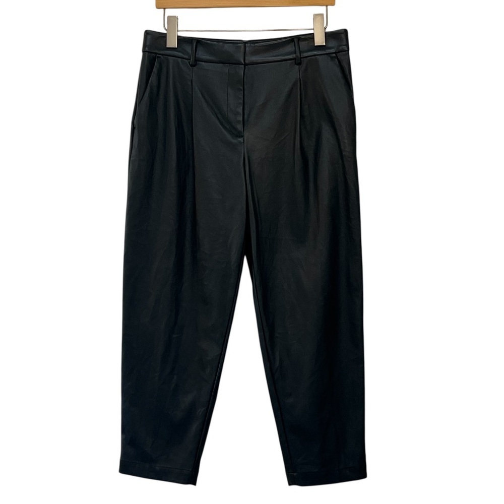 LOFT Faux Leather Pleated Front Pants Petite Size 8P - Picture 3 of 13